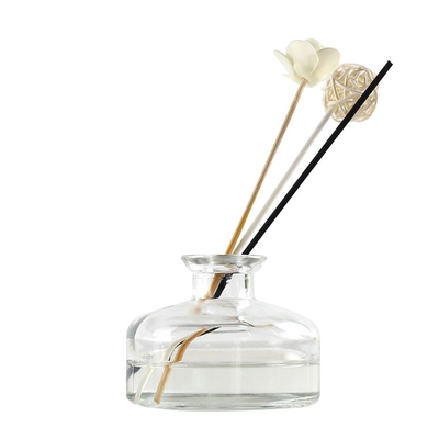 Non Spill Wholesale Luxury Round 200ml Perfume Reed Diffuser Glass Bottle With Tubular Diffuser Cap